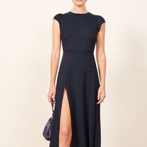 Reformation Gavin Navy Dress